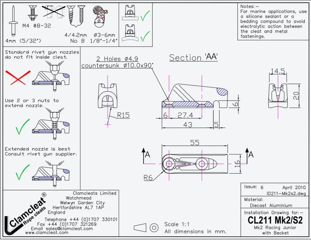 Clamcleat CL211 Racing Junior Mk2 Silver   Becket