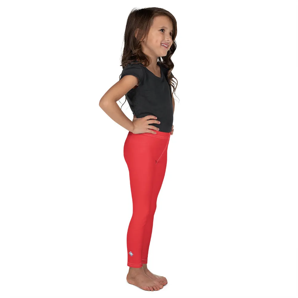 Colorful Comfort: Girls' Active Leggings in Solid Hues - Scarlet