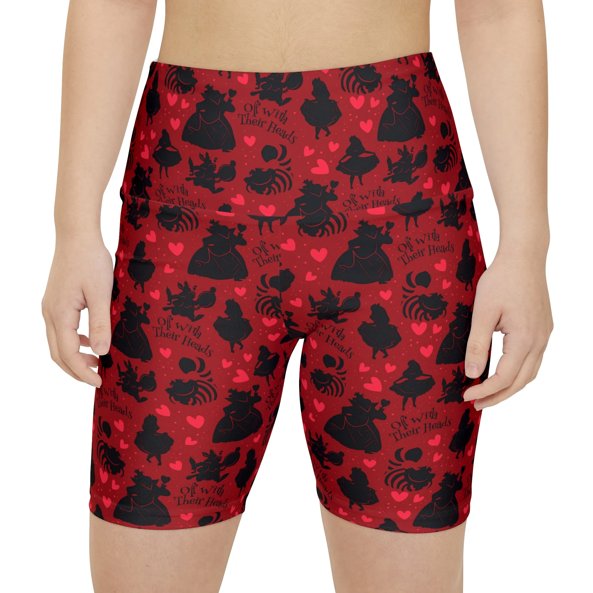 Disney Alice In Wonderland Queen Of Hearts Off With Their Heads Women's Athletic Workout Shorts