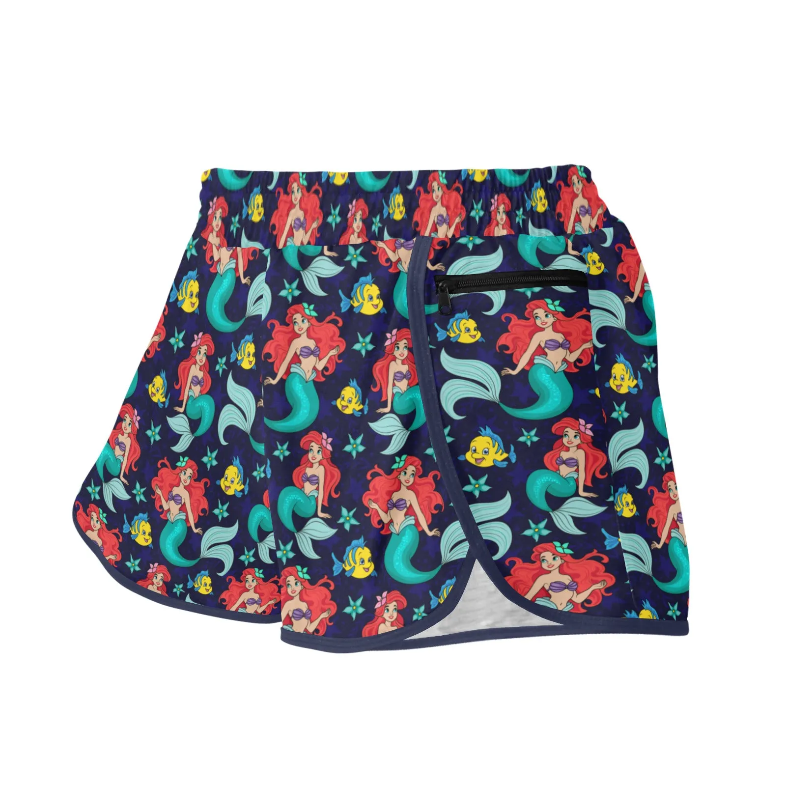 Disney Little Mermaid I Want To Be Where The People Are Women's Athletic Sports Shorts