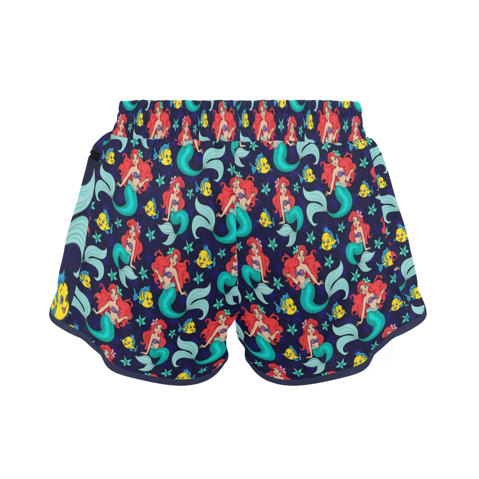 Disney Little Mermaid I Want To Be Where The People Are Women's Athletic Sports Shorts