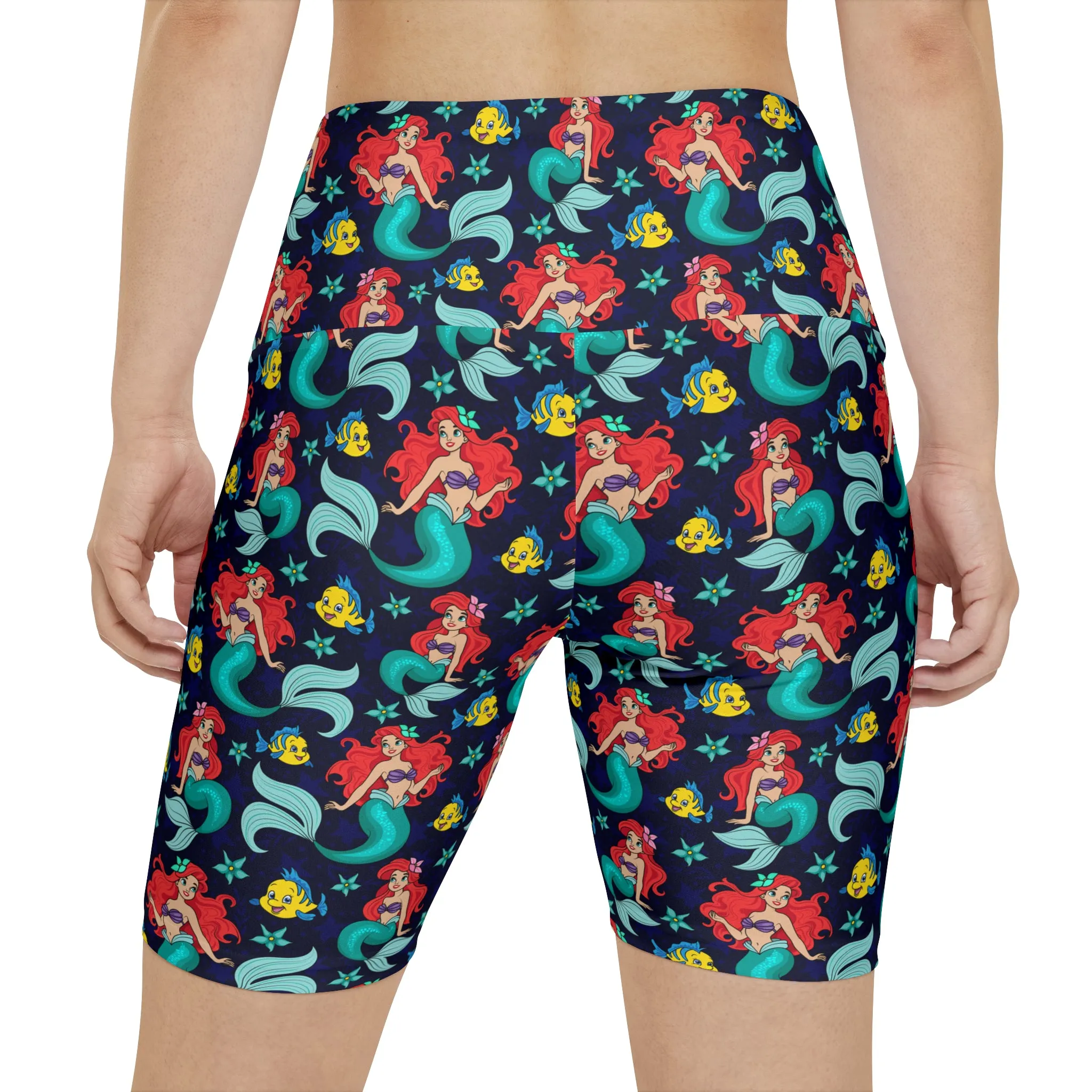 Disney Little Mermaid I Want To Be Where The People Are Women's Athletic Workout Shorts