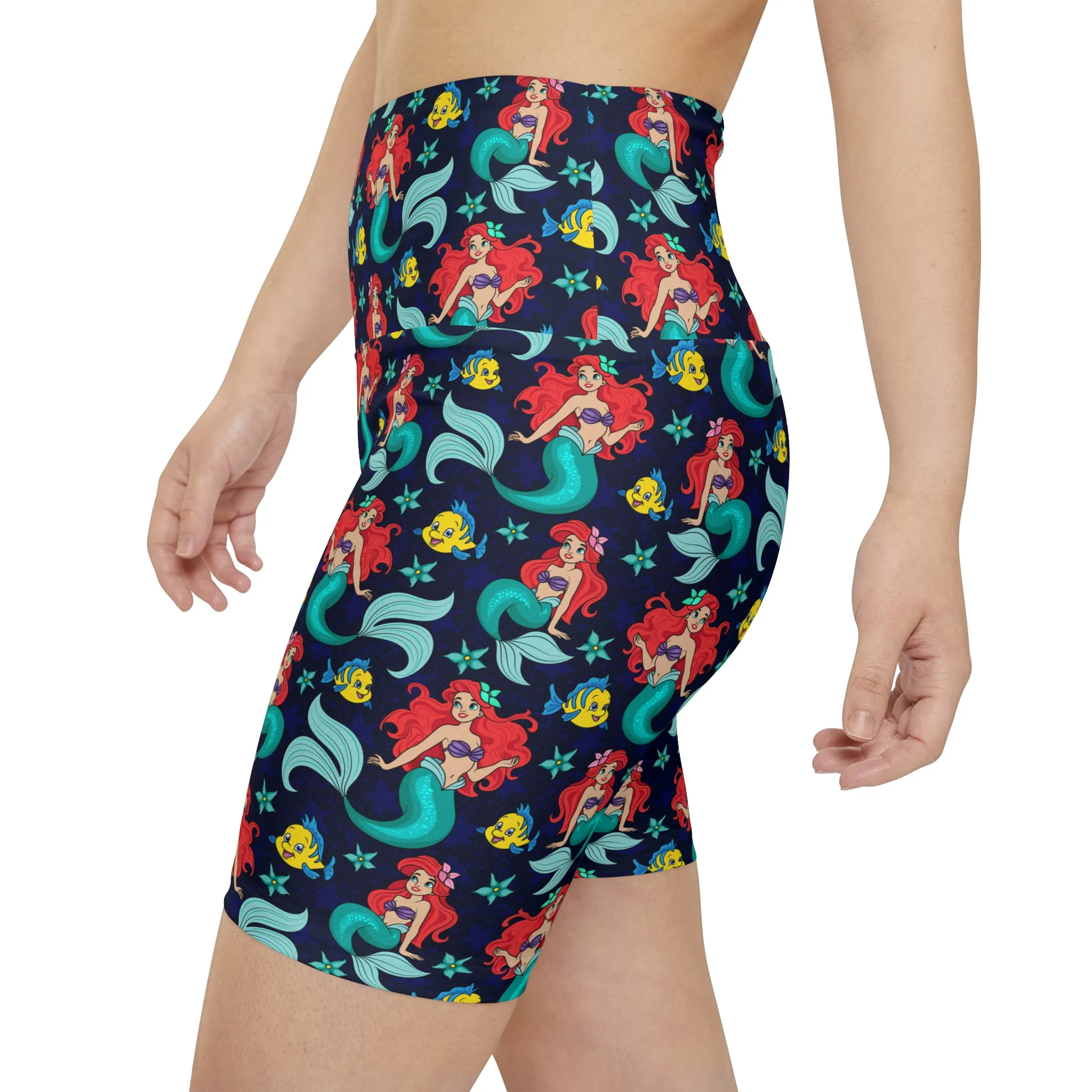 Disney Little Mermaid I Want To Be Where The People Are Women's Athletic Workout Shorts