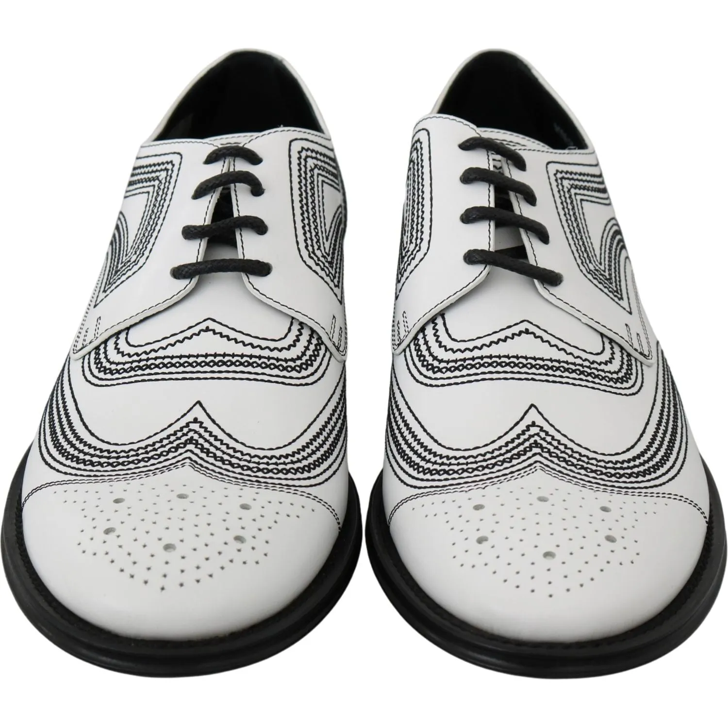 Dolce & Gabbana Elegant White Leather Derby Shoes