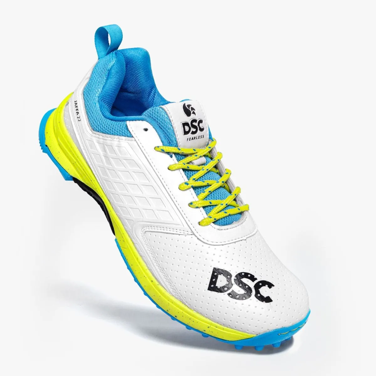 DSC Jaffa 22 Cricket Shoes (White/Blue/Yellow)