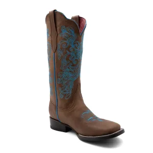 Ferrini Womens Ella S-Toe Brown Leather Cowboy Boots