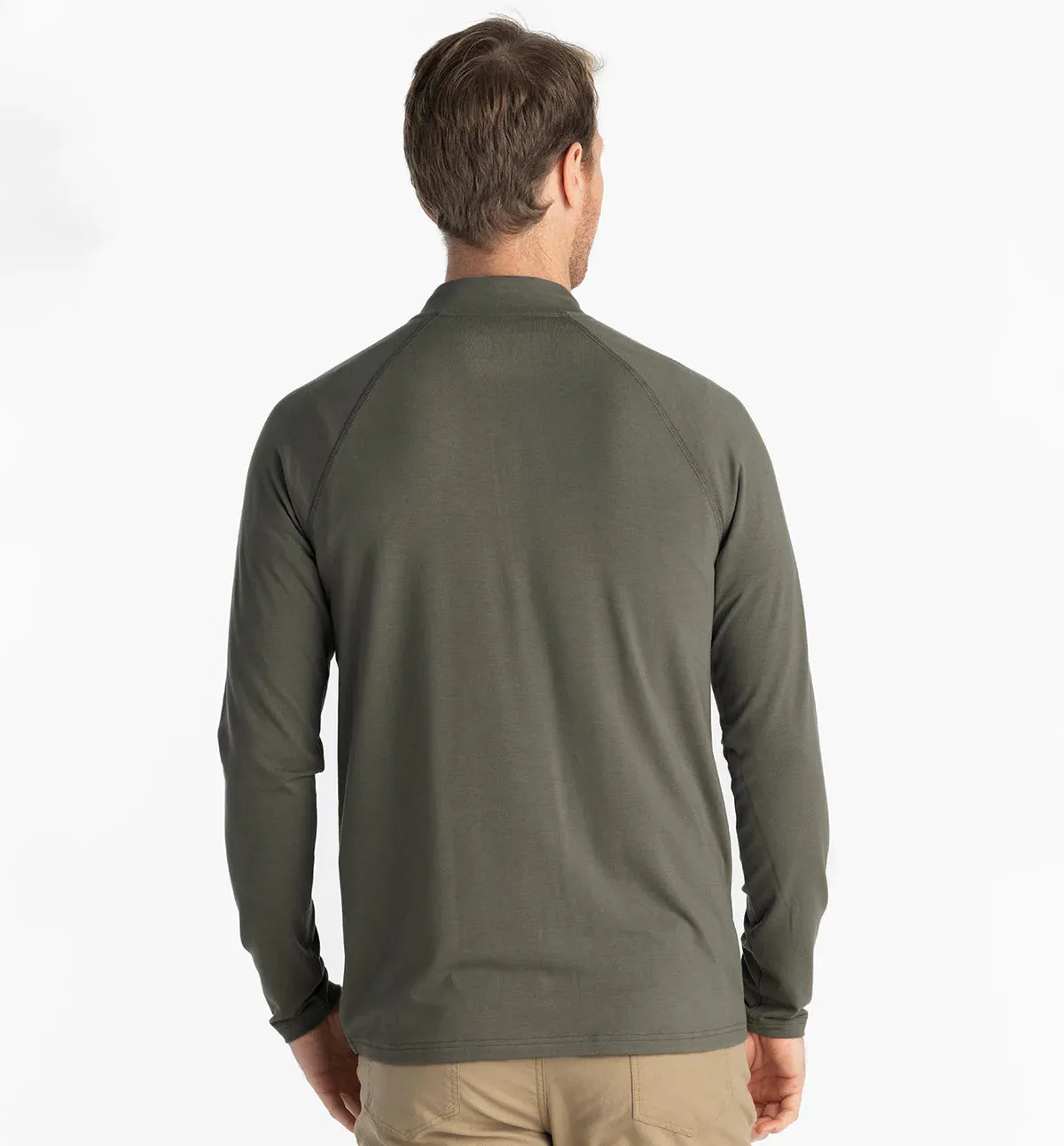 Free Fly Men's Bamboo Flex Quarter Zip in Fatigue