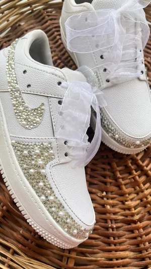 FUNKY N TRENDY rhinestone bridal sneakers / bridesmaid sneakers/ silver sneakers / silver shoes/stone sneakers studded shoes/ bride shoes/ embroidered shoes