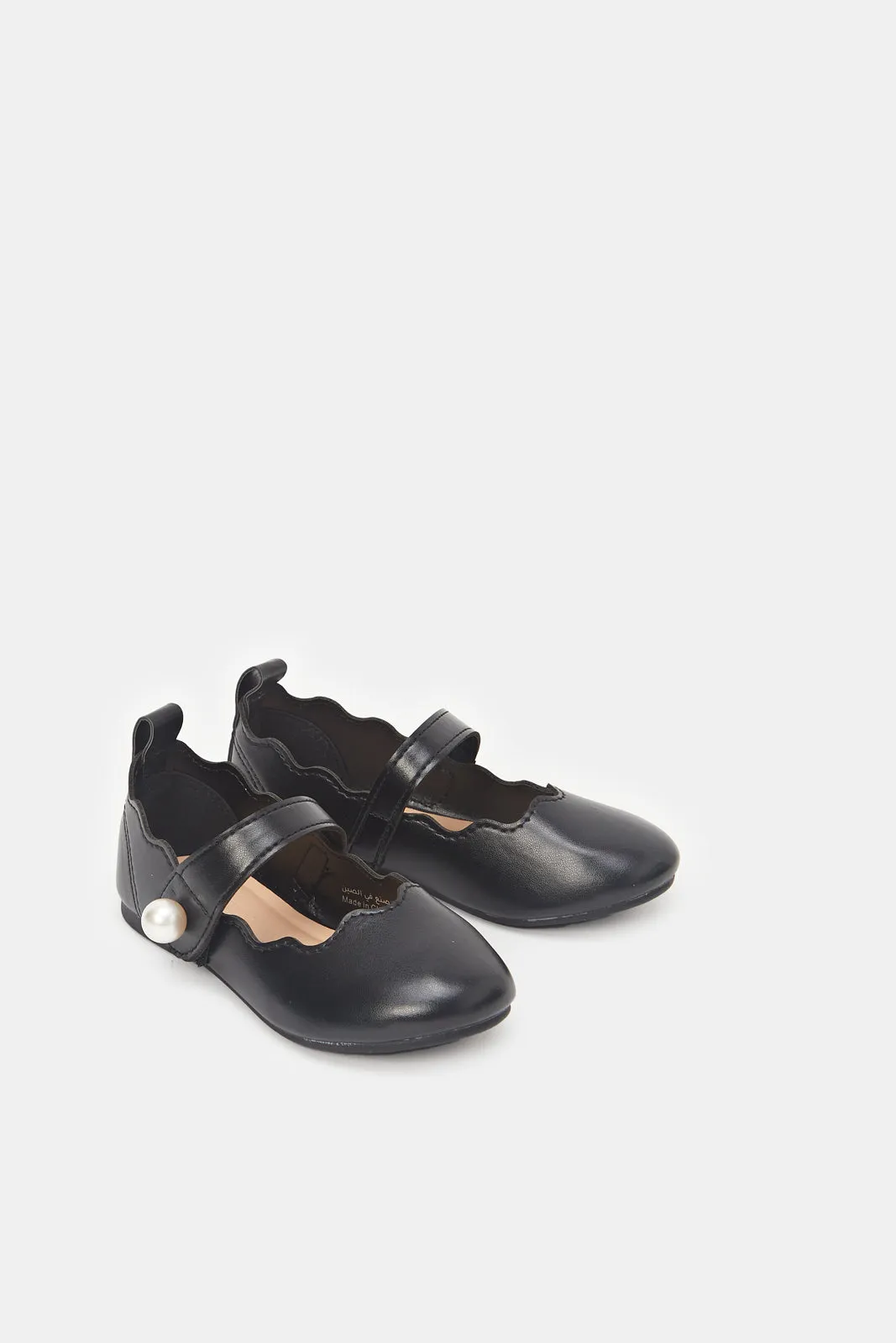 Girls Black Pearl Detail Ballerina