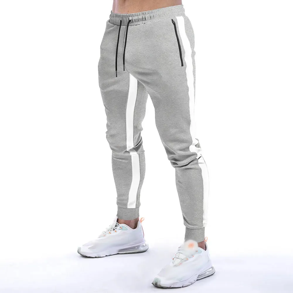 GODLIKEU Sports Pants Mens Fitness Striped Black Training Elastic Waist Jogger Running Trousers