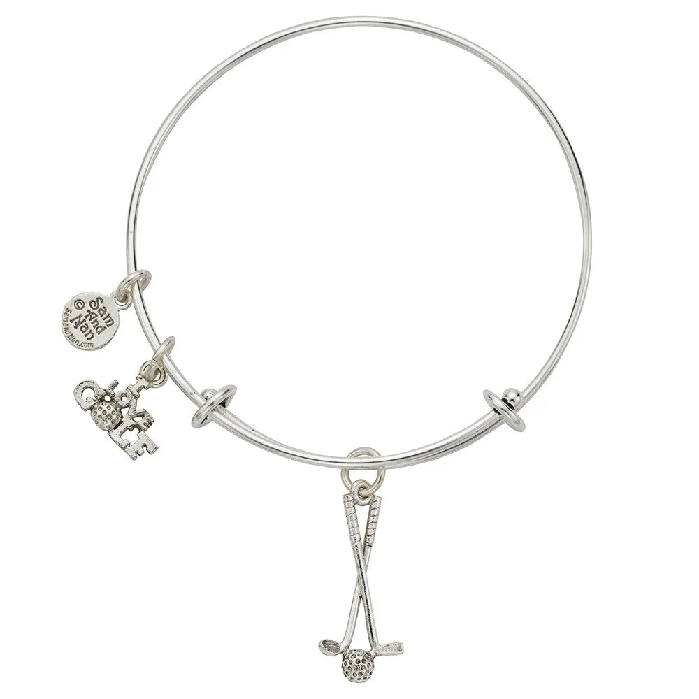 Golf Clubs Charm Bangle Bracelet