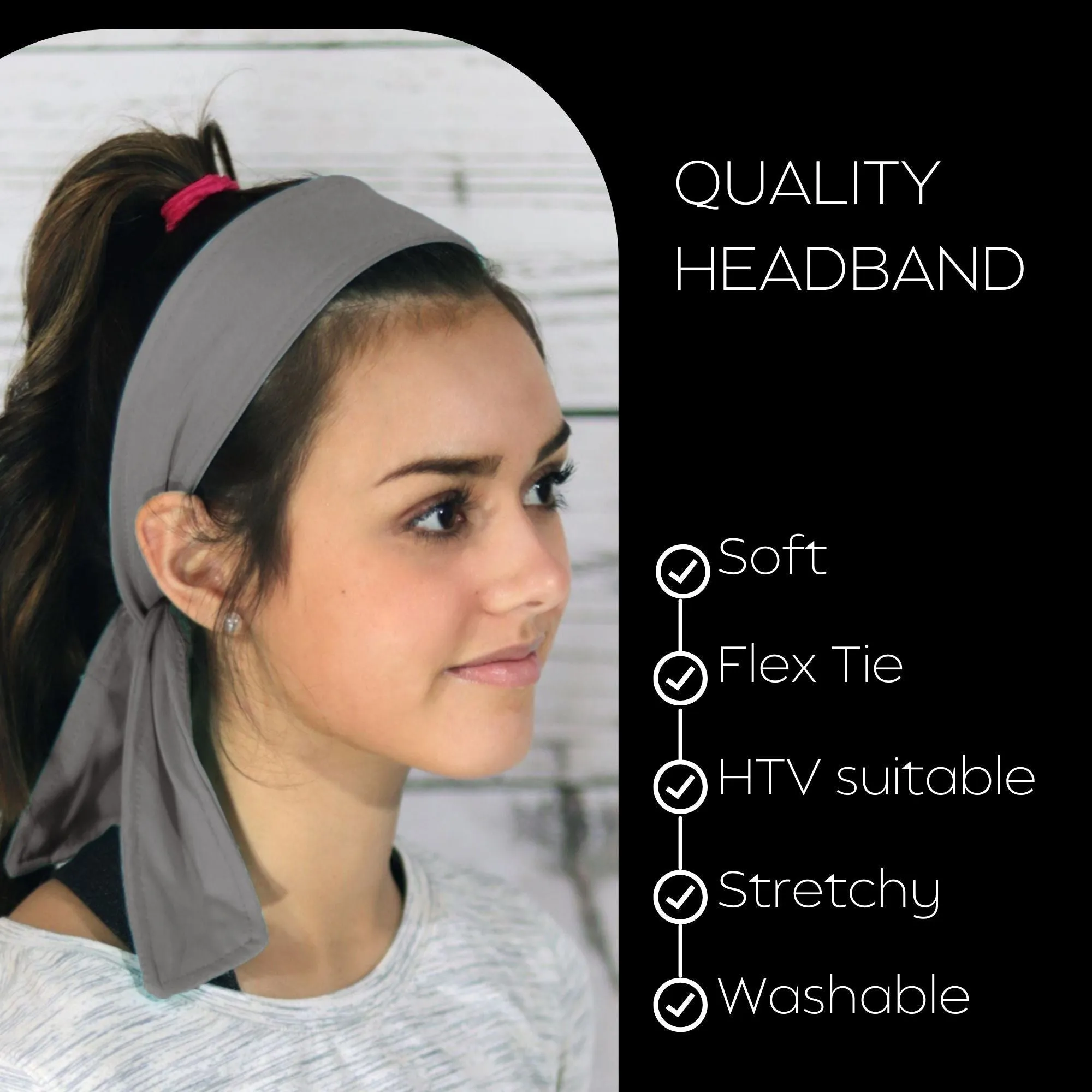 Gray Tie Headbands - 12 Pack