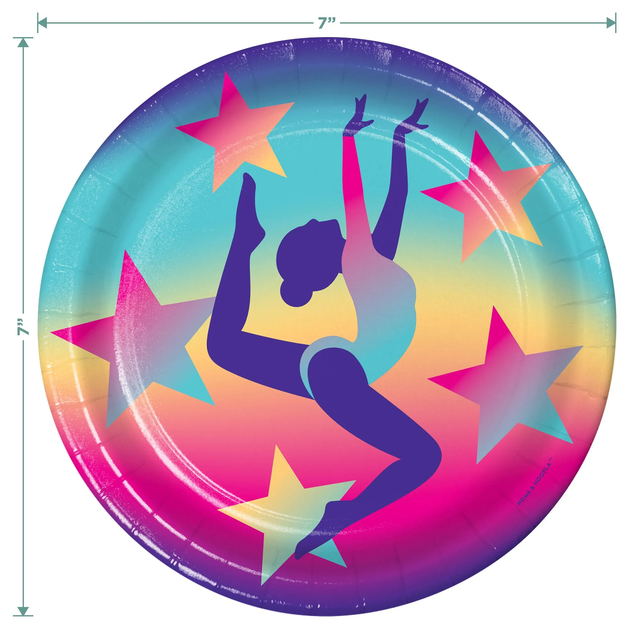 Gymnastics Party Supplies - Girl Gymnast Paper Dessert Plates, Napkins, & Forks (Serves 16)