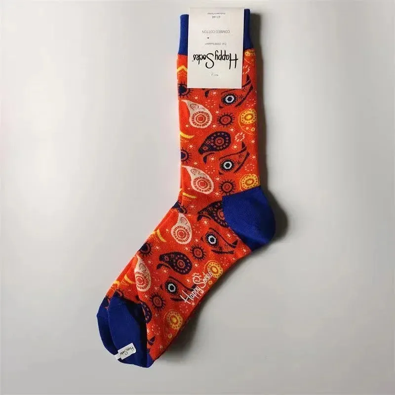 Happy& Funny Socks Men's Classic Crew Cotton Sports Socks