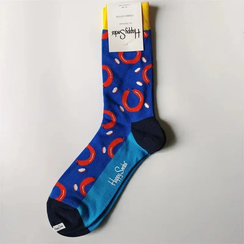 Happy& Funny Socks Men's Classic Crew Cotton Sports Socks