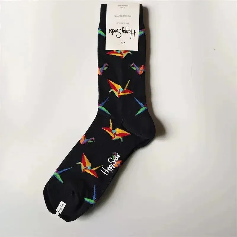 Happy& Funny Socks Men's Classic Crew Cotton Sports Socks