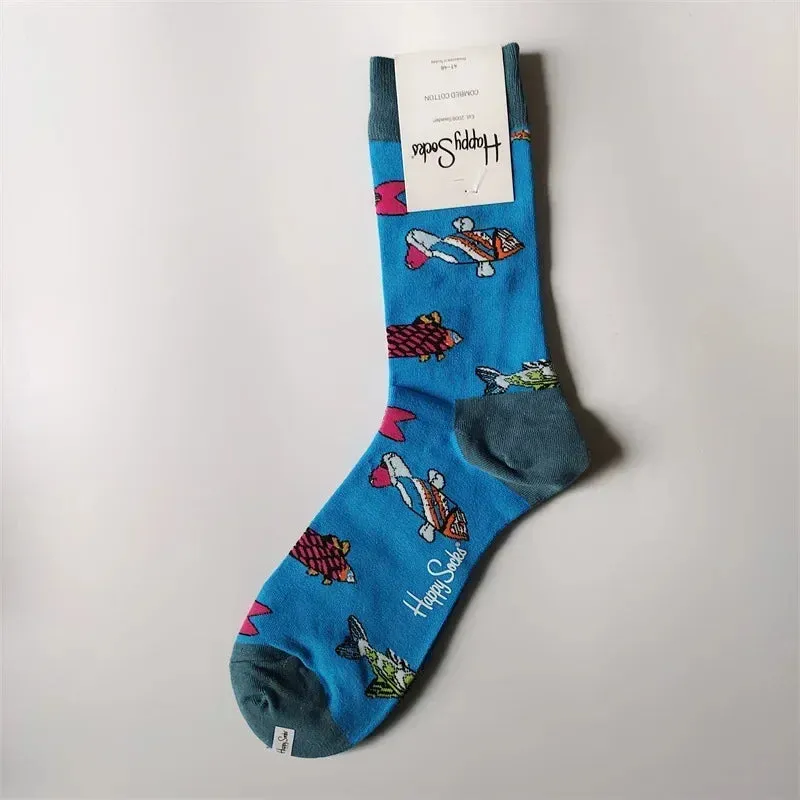 Happy& Funny Socks Men's Classic Crew Cotton Sports Socks