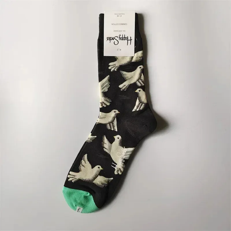 Happy& Funny Socks Men's Classic Crew Cotton Sports Socks