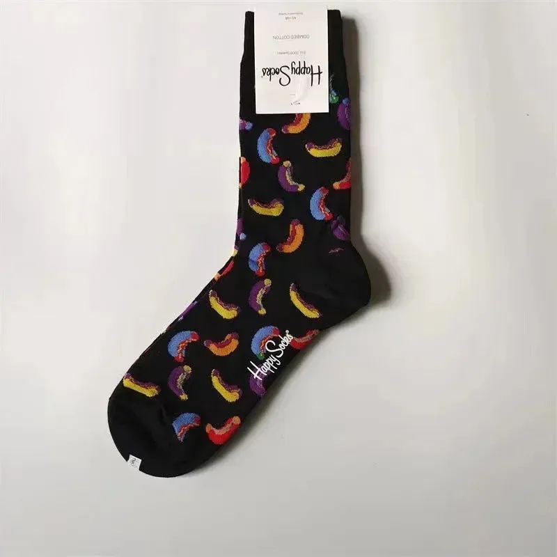 Happy& Funny Socks Men's Classic Crew Cotton Sports Socks