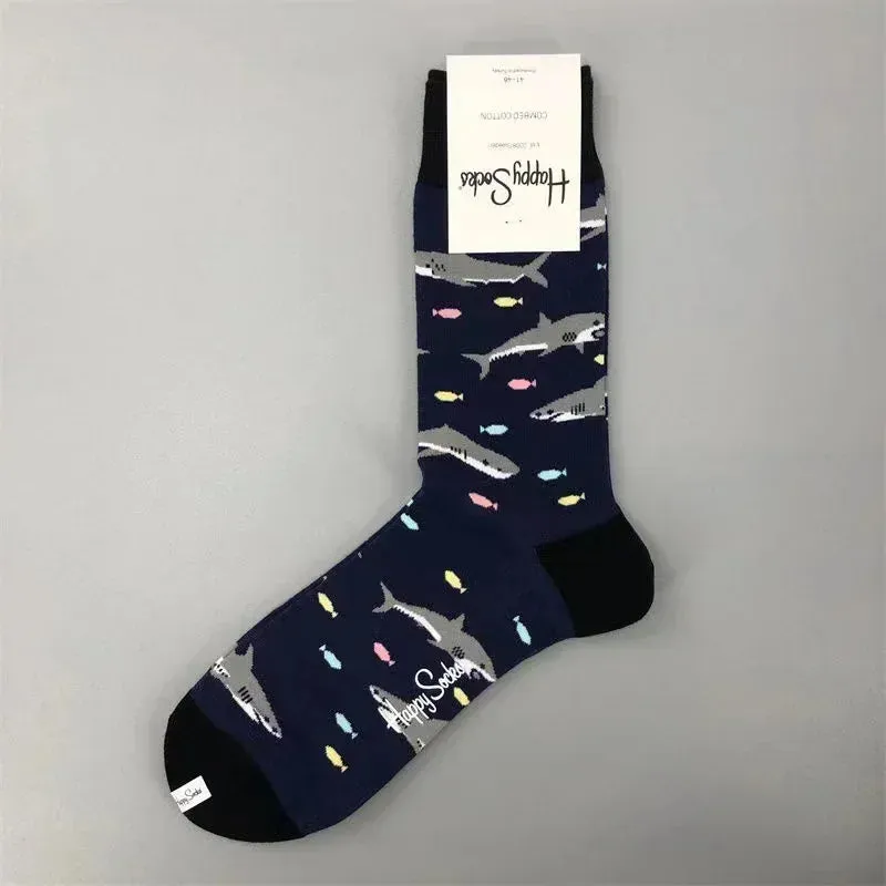 Happy& Funny Socks Men's Classic Crew Cotton Sports Socks