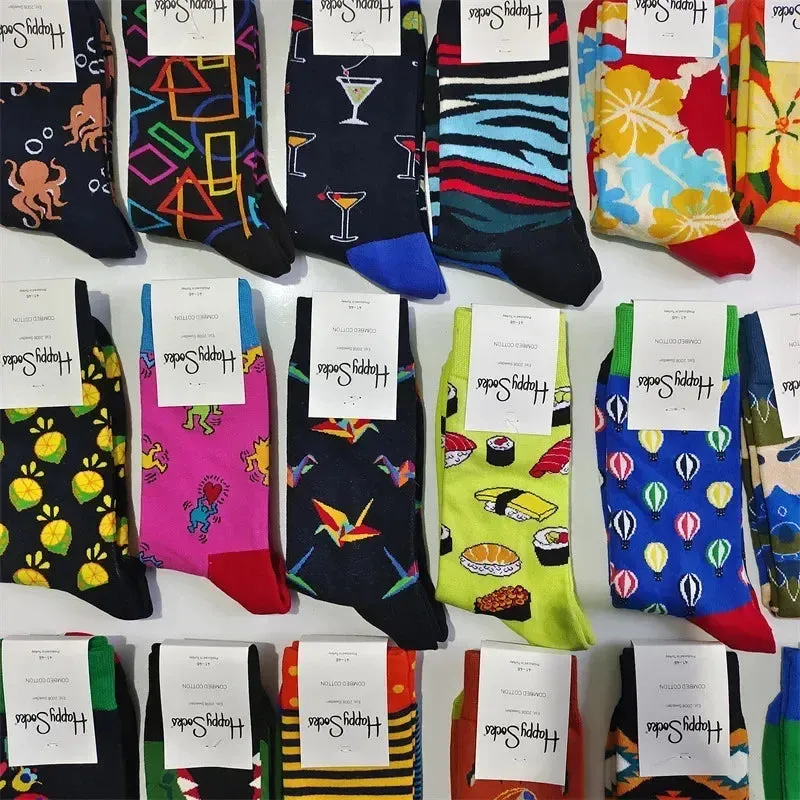 Happy& Funny Socks Men's Classic Crew Cotton Sports Socks