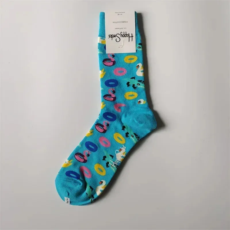 Happy& Funny Socks Men's Classic Crew Cotton Sports Socks