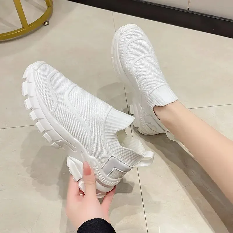 Hnzxzm Shoes for Women Sports Slip on Woman Footwear Mesh Breathable Wedge Sneakers Athletic Running Summer 2024 Urban Korean New