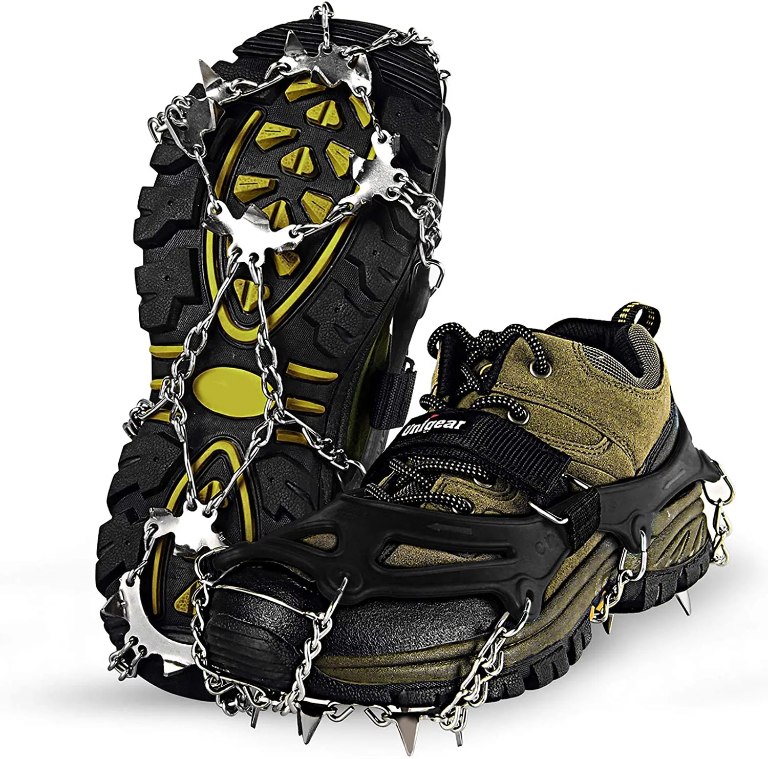 Ice Cleats Ice Snow Grips with 18 Spikes for Walking, Jogging, Climbing and Hiking