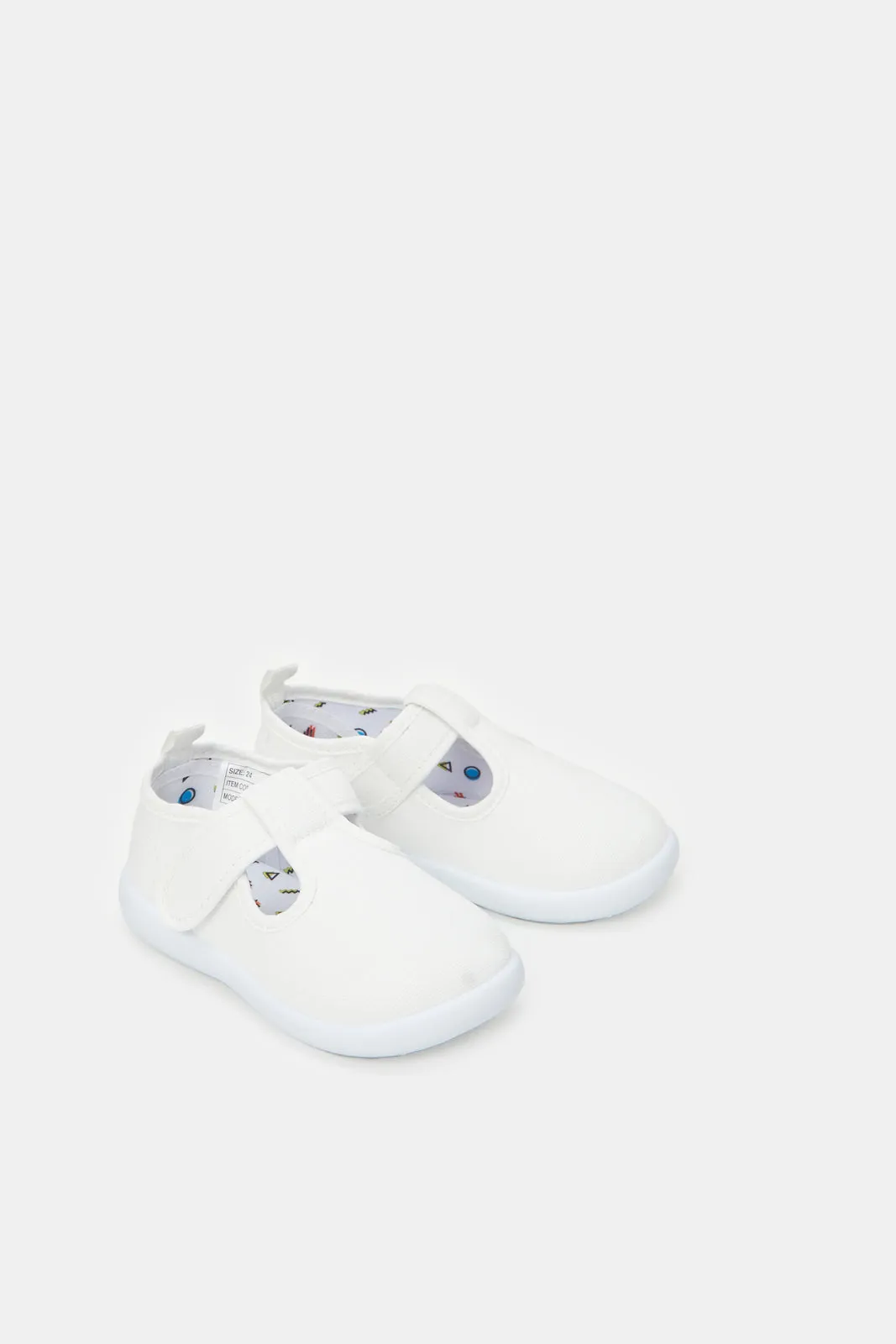 Infant Boys White Velcro Strap Pump