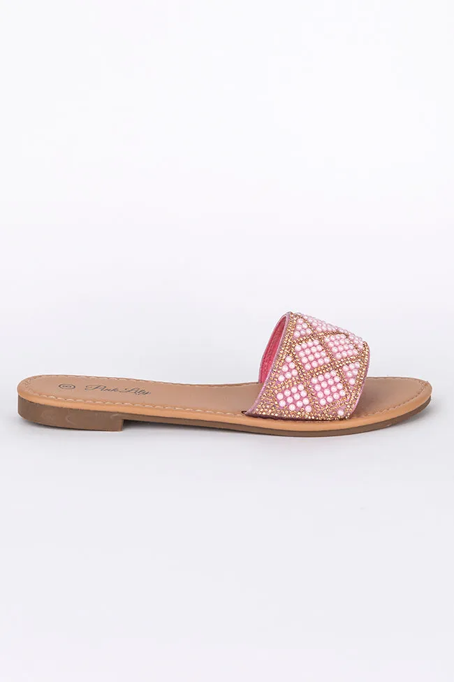 Izzy Pink Embellished Slides FINAL SALE