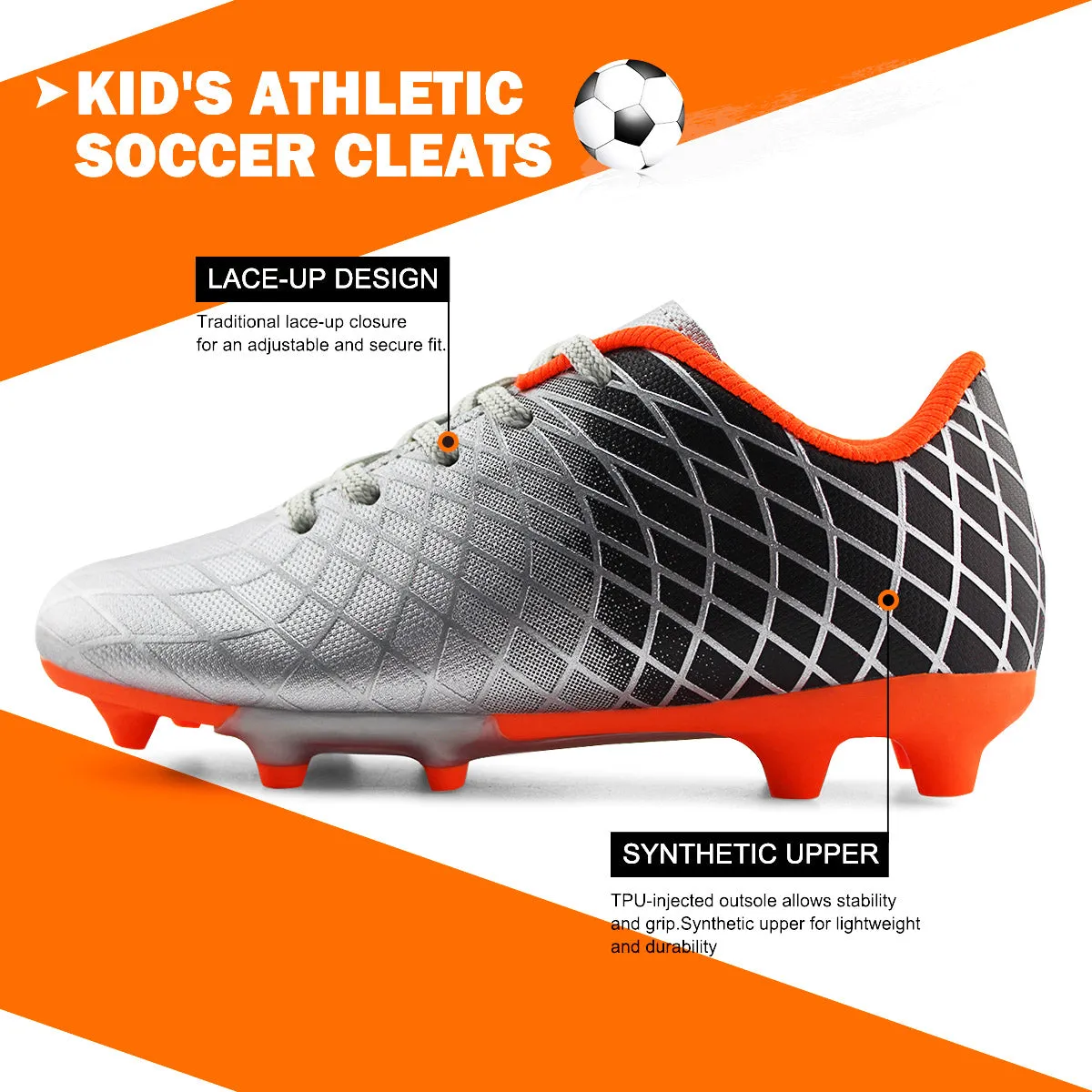 Kids Outdoor Soccer Cleats Lace-up