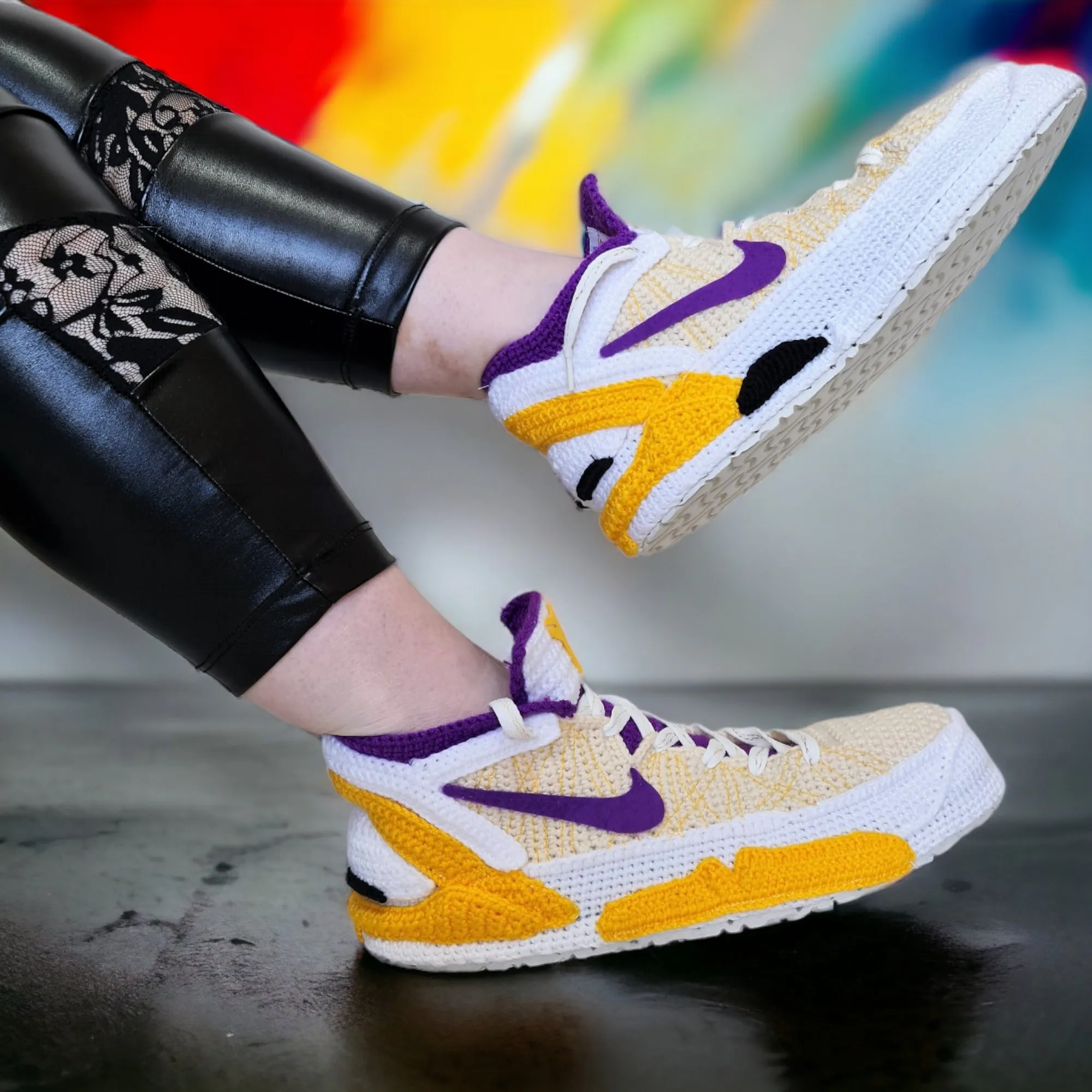 LA Lakers Kobe Bryant 7 Inspired Basketball Fan Sneaker Slippers, Custom Streetwear Crochet Shoes, Retro Low-Top Hypebeast Outfit, Rare Sneaker Plush