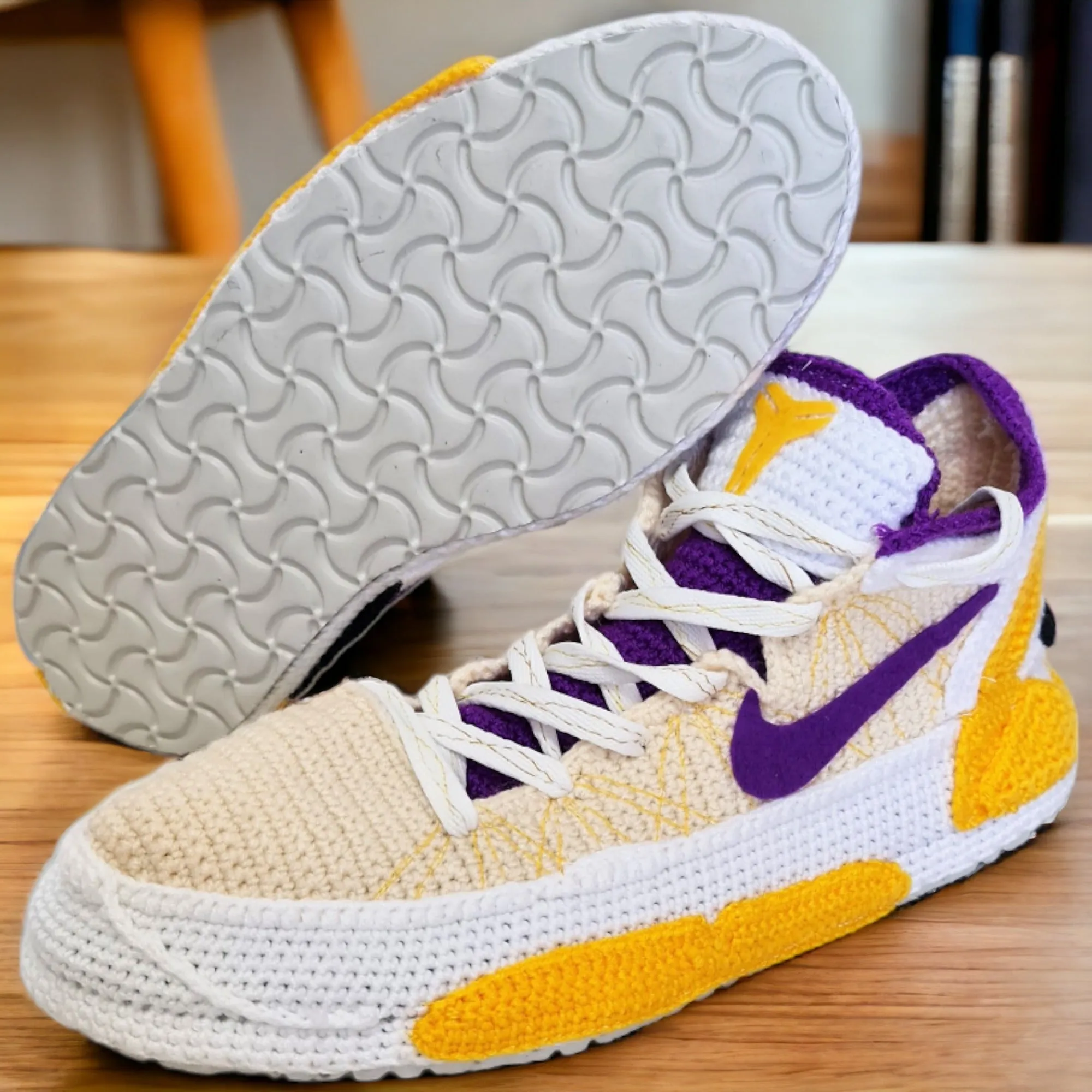 LA Lakers Kobe Bryant 7 Inspired Basketball Fan Sneaker Slippers, Custom Streetwear Crochet Shoes, Retro Low-Top Hypebeast Outfit, Rare Sneaker Plush