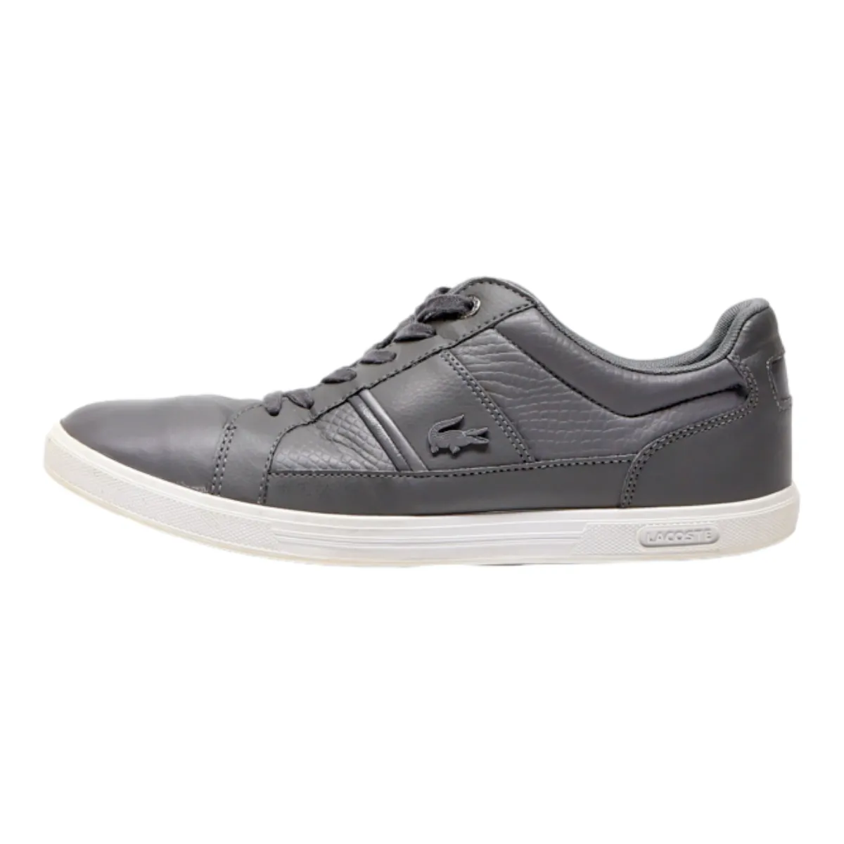 LACOSTE Sneaker Trainers Silver Leather Mens UK 7.5