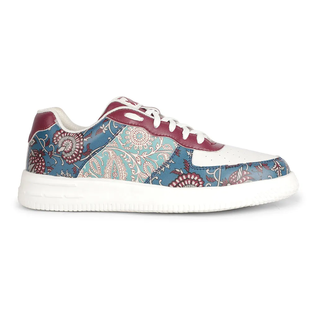 Leap7x Lacing White Block Printed Casual Sneakers For Women MJH-L08 By Liberty