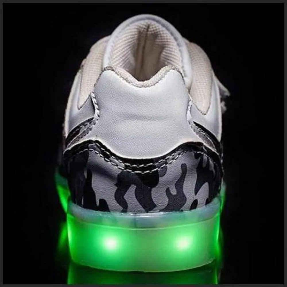 Led Light Children'S Camouflage Shoes - White  | Kids Led Light Shoes  | Led Light Shoes For Girls & Boys