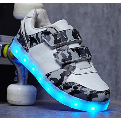 Led Light Children'S Camouflage Shoes - White  | Kids Led Light Shoes  | Led Light Shoes For Girls & Boys