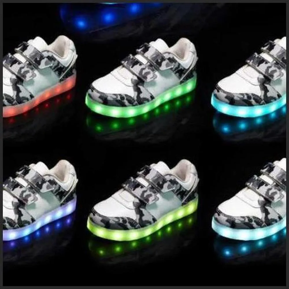 Led Light Children'S Camouflage Shoes - White  | Kids Led Light Shoes  | Led Light Shoes For Girls & Boys