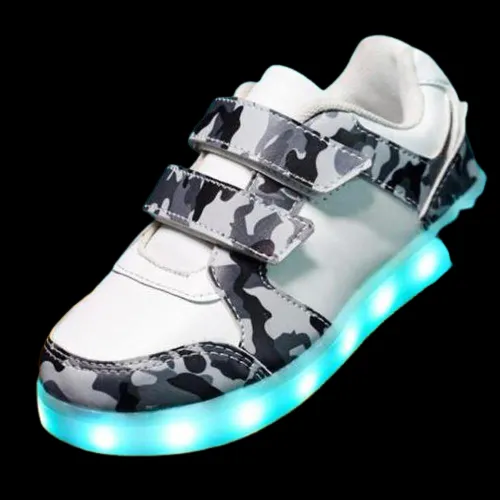 Led Light Children'S Camouflage Shoes - White  | Kids Led Light Shoes  | Led Light Shoes For Girls & Boys