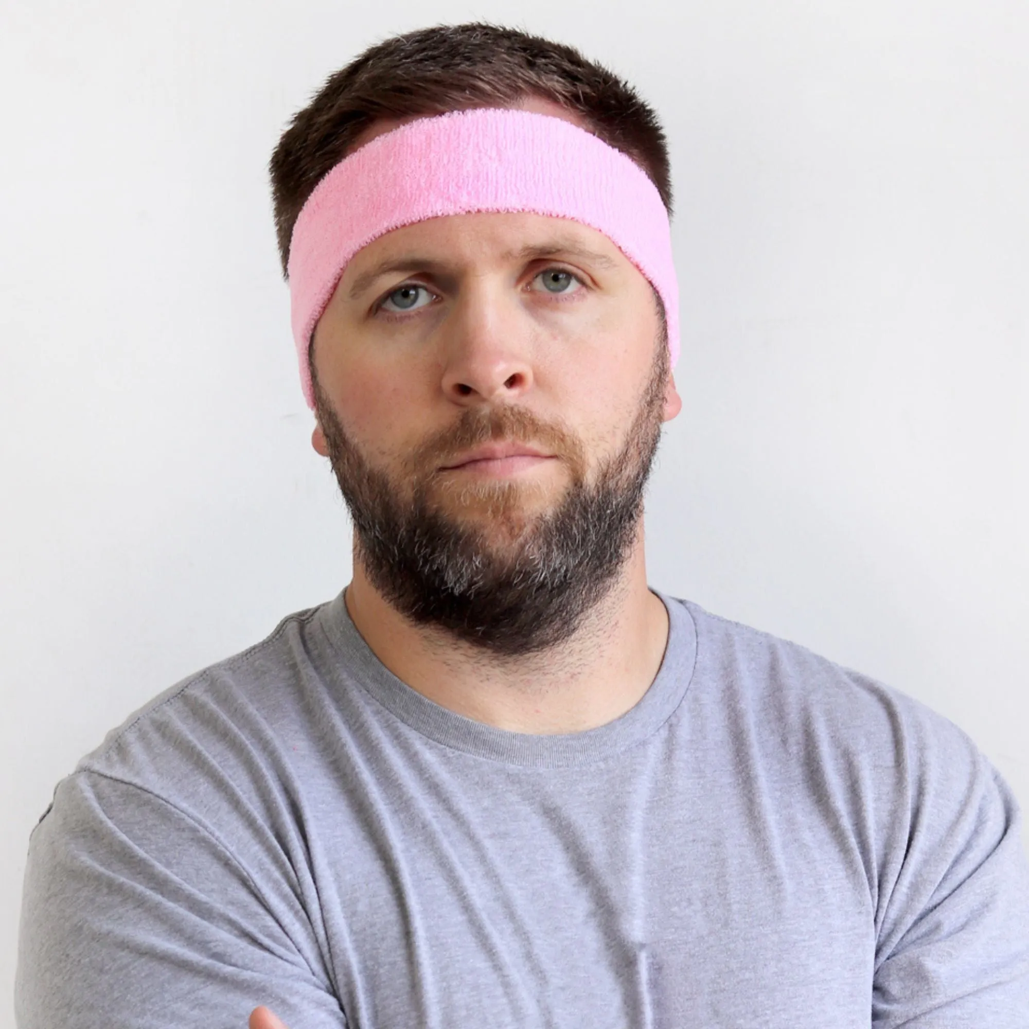 Light Pink White Black Head Sweatbands - 3 Pack