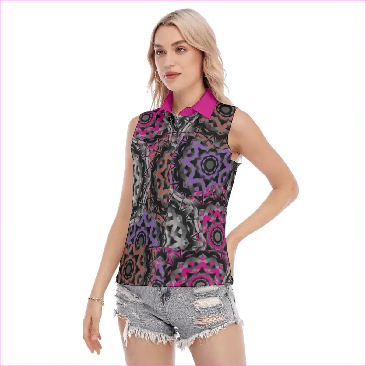 Mandala Graffiti Womens Sleeveless Polo shirt