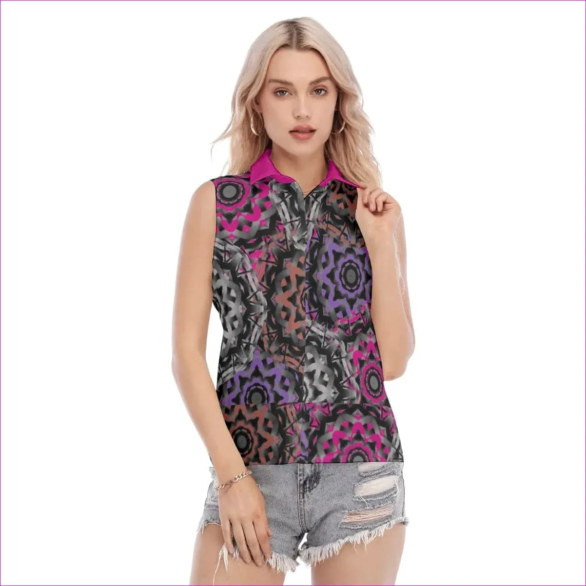 Mandala Graffiti Womens Sleeveless Polo shirt