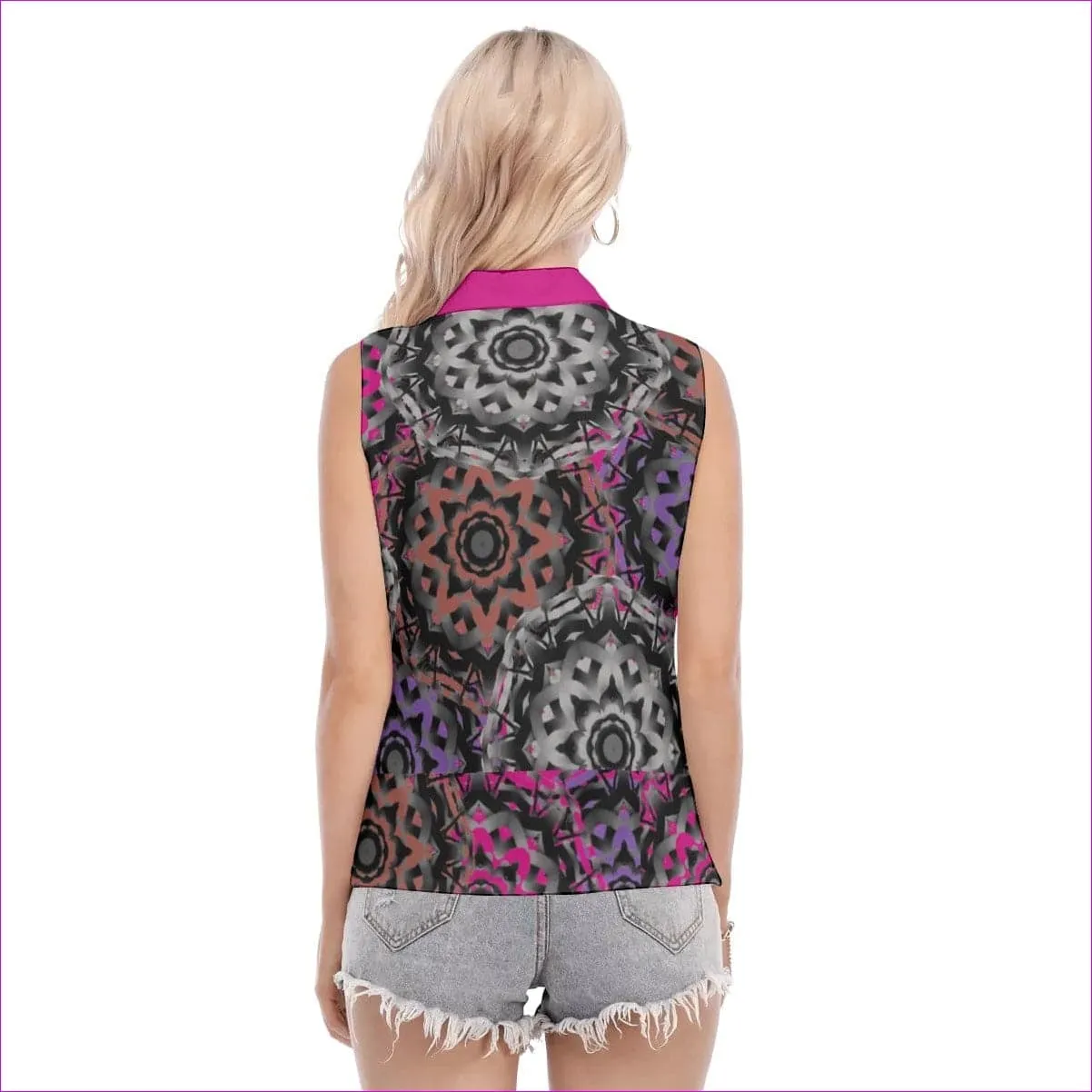 Mandala Graffiti Womens Sleeveless Polo shirt