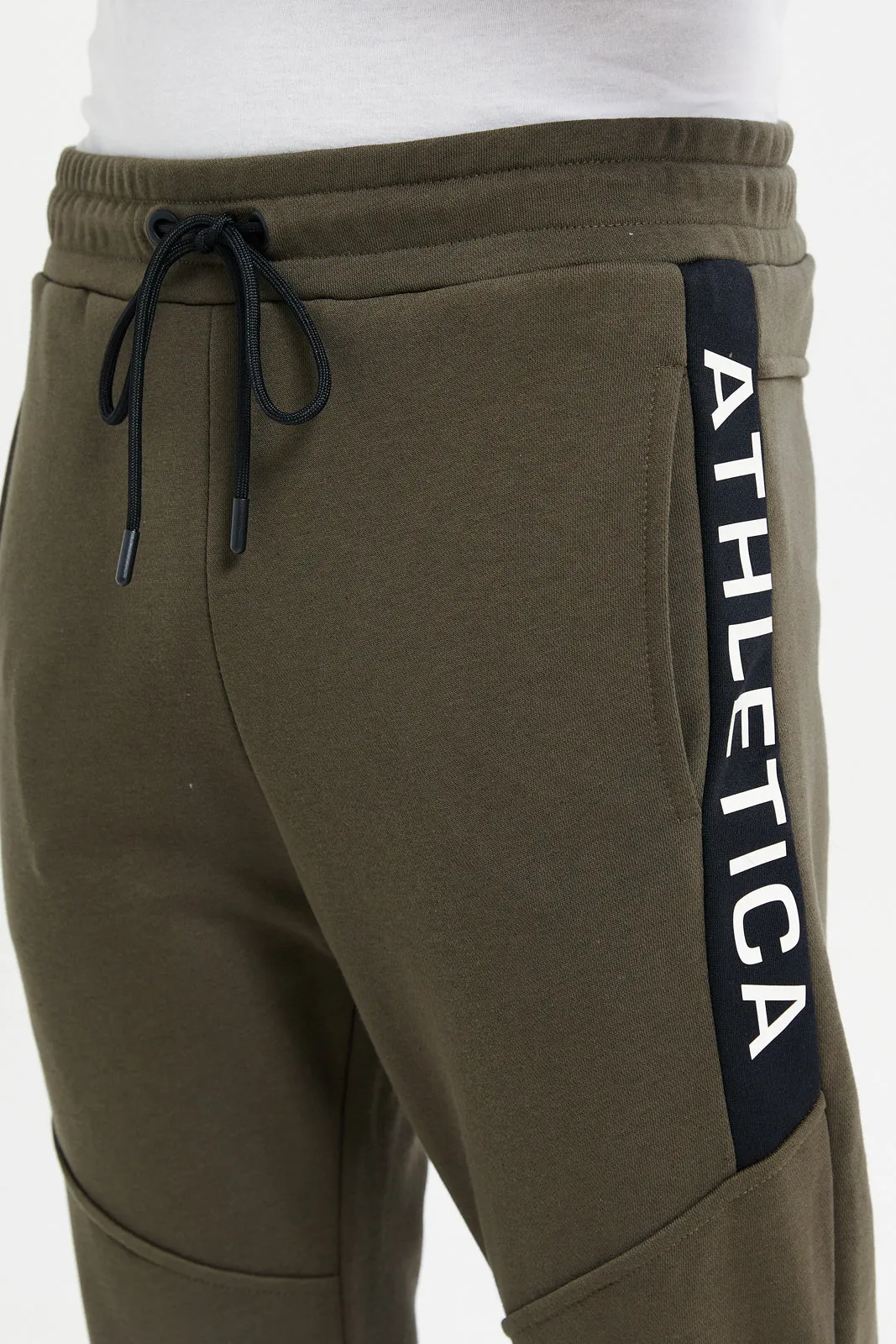 Men Olive Print Active Pants