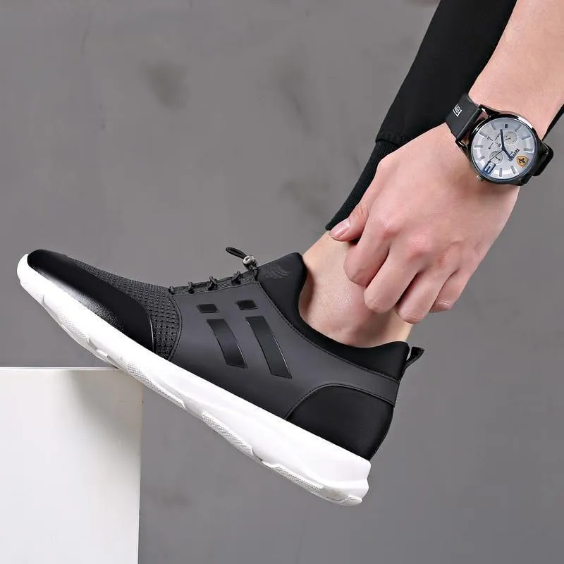 Men's Casual Shoes 2021 Lycra  Cow Leather British Black Shoes