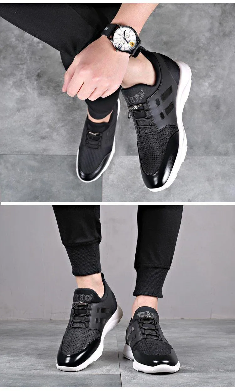 Men's Casual Shoes 2021 Lycra  Cow Leather British Black Shoes