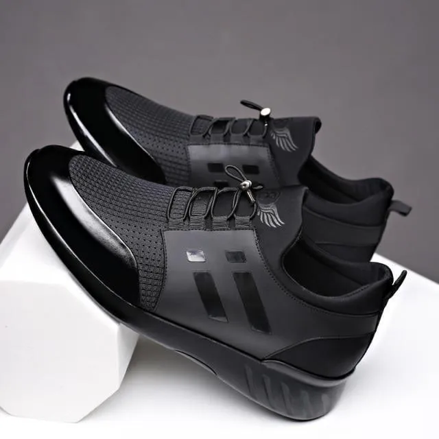 Men's Casual Shoes 2021 Lycra  Cow Leather British Black Shoes