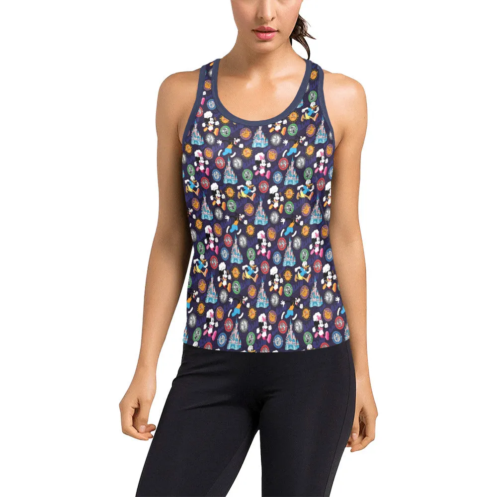 Mickey Wine And Dine Race Women's Racerback Tank Top