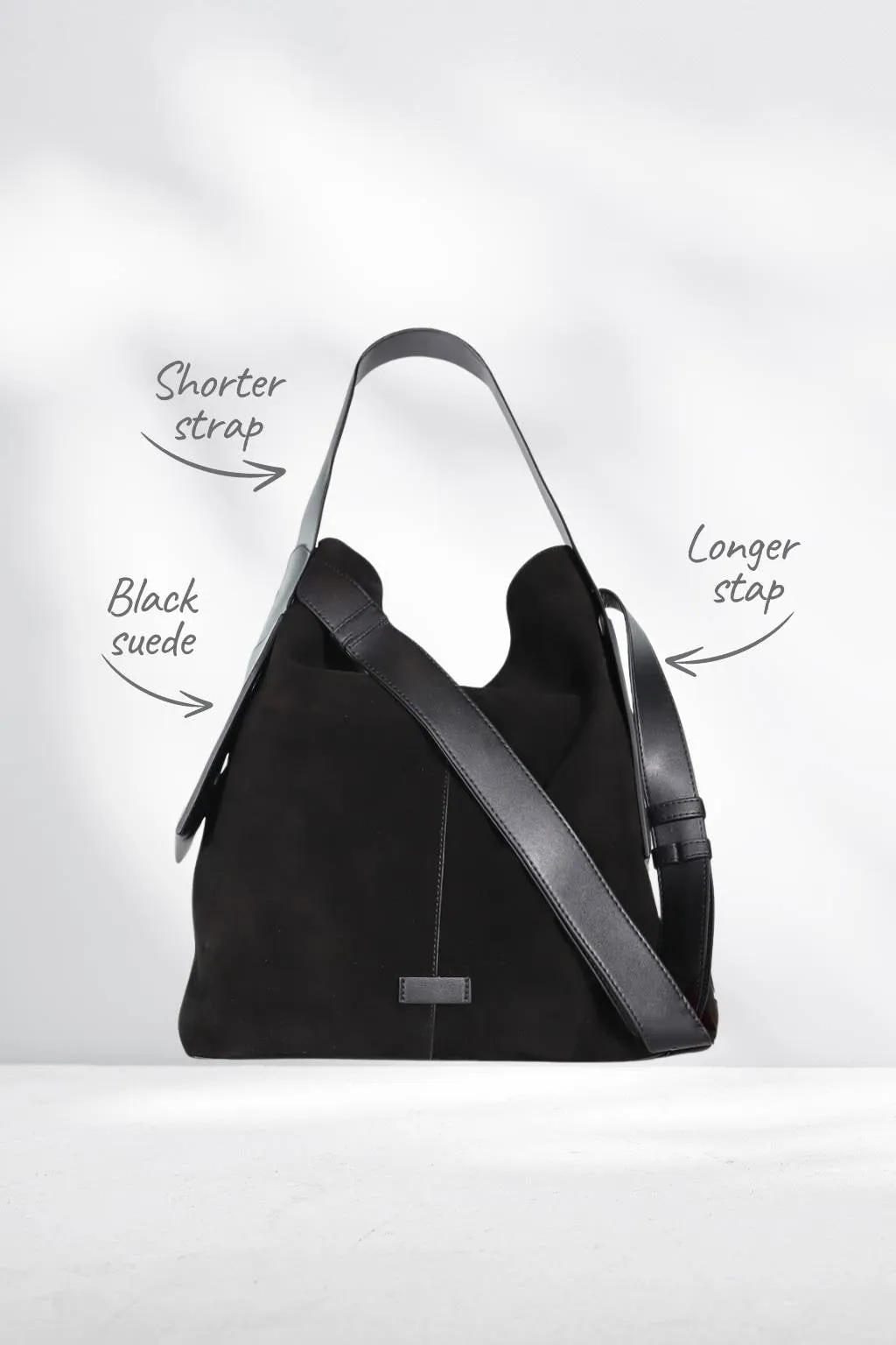 Minx Saddle Tote Bag Black Suede