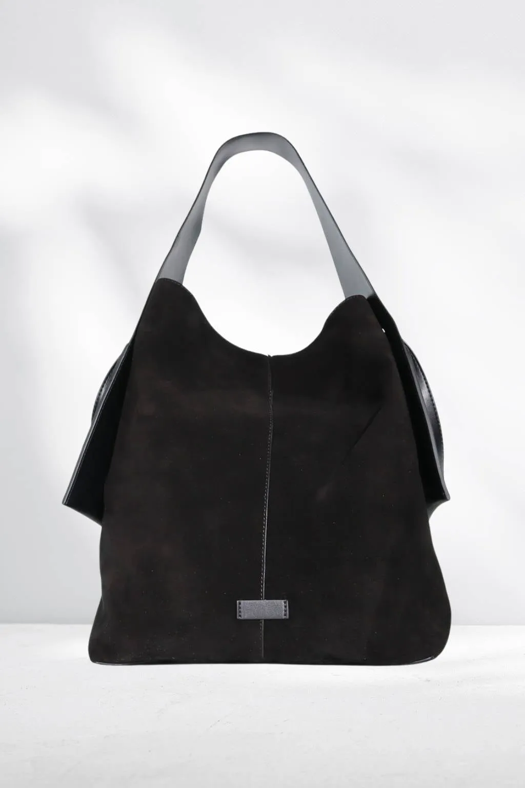 Minx Saddle Tote Bag Black Suede